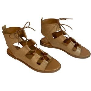 New Report Zahara Gladiator Sandals Tan Faux‎ Leather Size 7 1/2